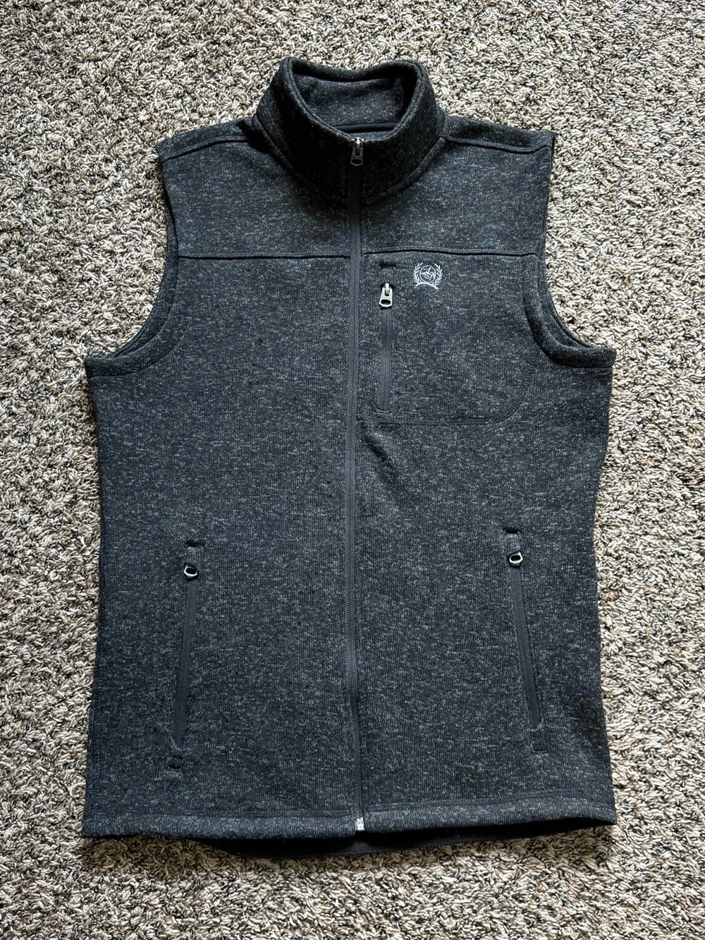 Cinch Men’s Heather Charcoal Sweater Fleece Vest Size Small